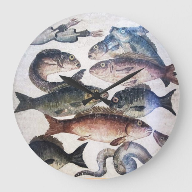 ANTIQUE ROMAN MOSAICS, FISKAR,HAVSOMRÅDETS LIVSCEN STOR KLOCKA (Framsida)