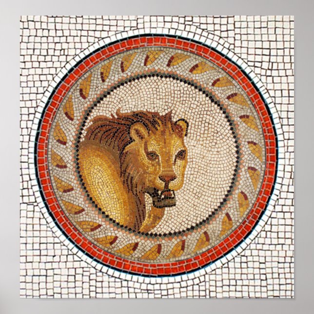 ANTIQUE ROMAN MOSAICS/LEJON POSTER (Framsidan)