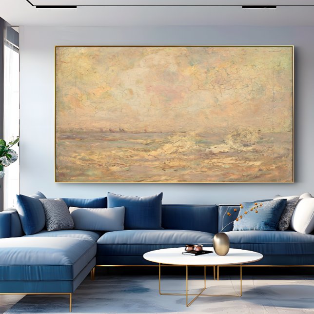 Antique Romantic Pastel Coastal Sjölandskap Canvastryck (Skapare uppladdad)