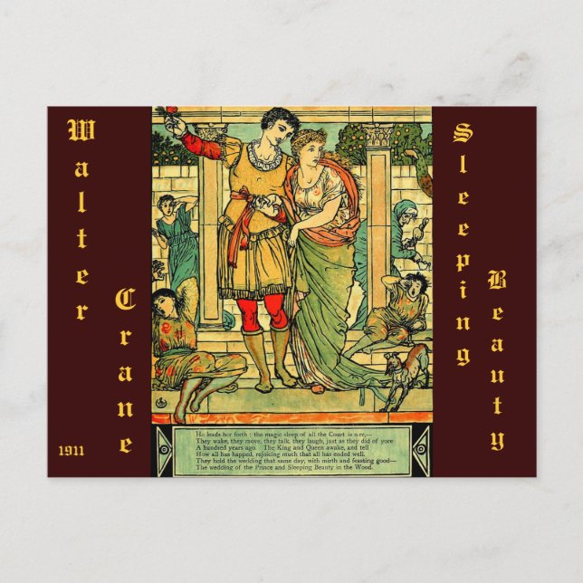 Antique Romantic Walter Crane Sleeping Beauty Vykort (Framsida)