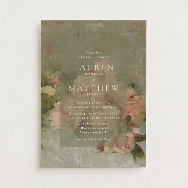 Antique Rose Oil Painting Wedding Invitation Inbjudningar (Skapare uppladdad)