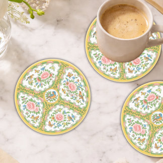 Antique Rose Yellow & Pink Floral Sandstone  Underlägg