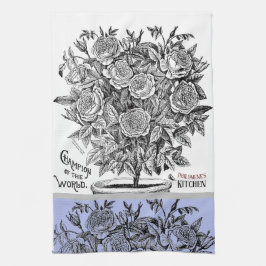 Antique Rosebush - Ditt val av textperiwinkle Kökshandduk