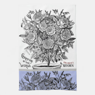 Antique Rosebush - Ditt val av textperiwinkle Kökshandduk