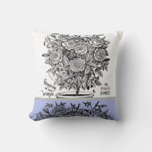 Antique Rosebush - Ditt val av textperiwinkle Kudde