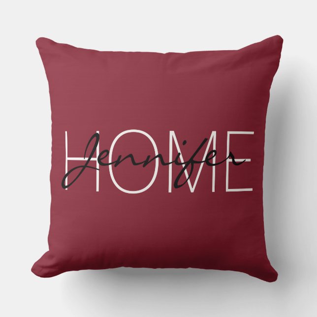 Antique ruby färg home monogram kudde (Framsida)