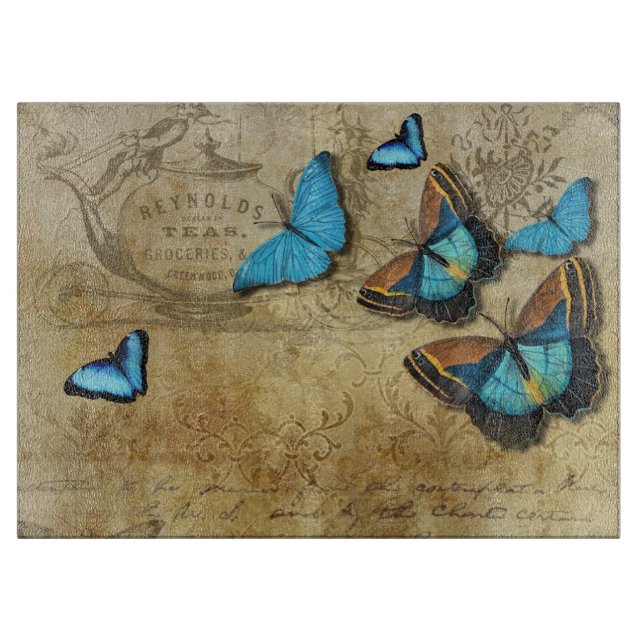Antique Rustic Decoupage N Blue Butterflies Tea (Framsidan)