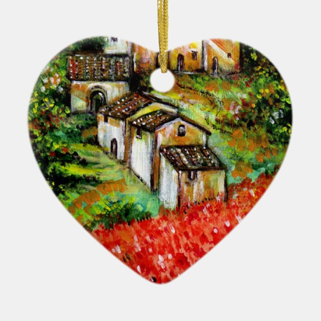 ANTIQUE RUSTIC VILLAGE IN TUSCANY JULGRANSPRYDNAD KERAMIK (Framsidan)