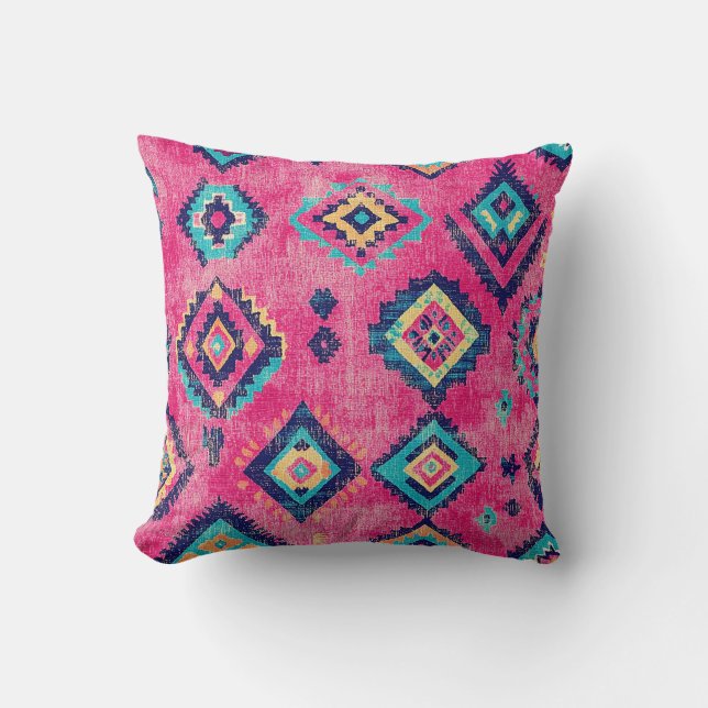 Antique Rusty Rosa Oriental Turkental Kilim Matta Kudde (Framsida)
