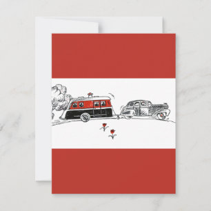 Antique RV Camper and Car Teckning Inbjudningar