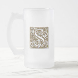 Antique S Monogram Frostat Ölglas
