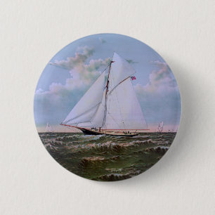 Antique Sailing Frakt Sloop Yacht Knapp