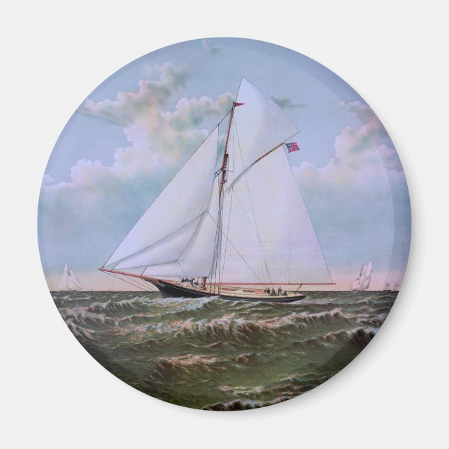 Antique Sailing Frakt Sloop Yacht Magnet (Framsidan)