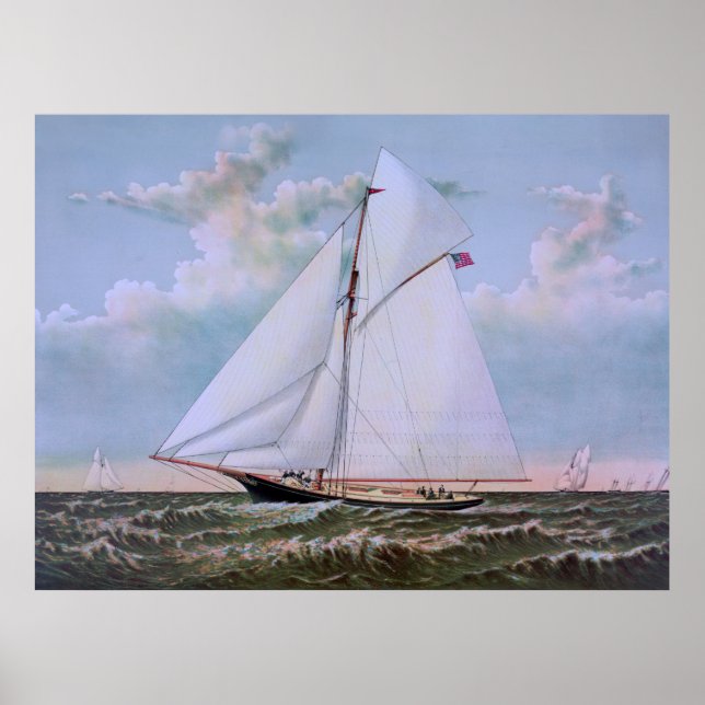 Antique Sailing Frakt Sloop Yacht Poster (Framsidan)