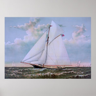 Antique Sailing Frakt Sloop Yacht Poster