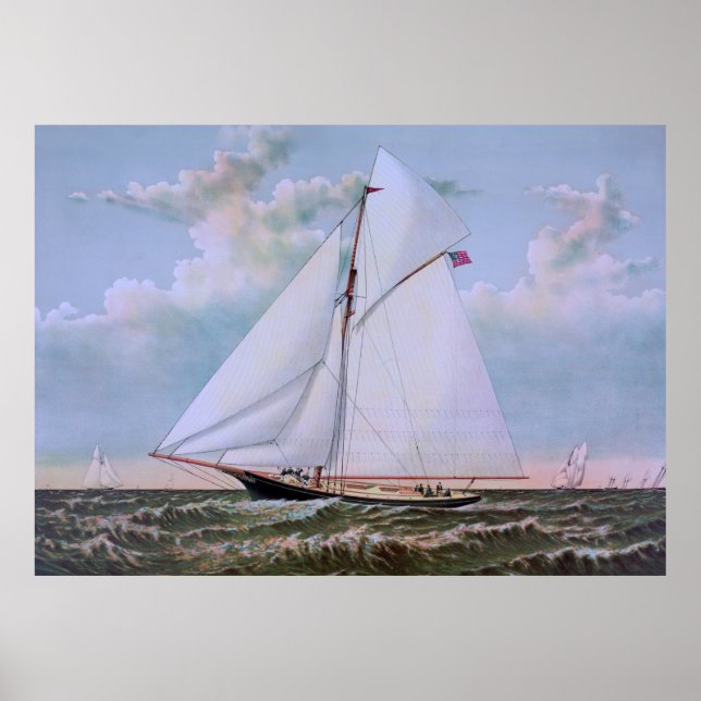 Antique Sailing Frakt Sloop Yacht Poster (Framsidan)