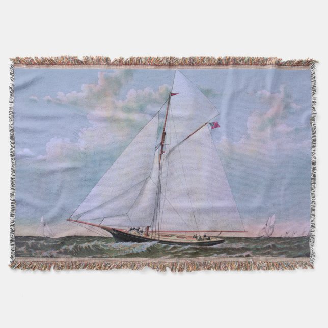 Antique Sailing Frakt Sloop Yacht Sailboat Ocean Filt (Framsidan)