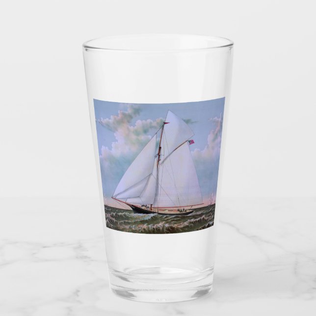 Antique Sailing Frakt Sloop Yacht Sailboat Ocean Glaskopp (Framsida)