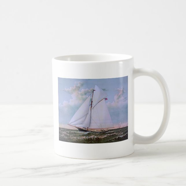 Antique Sailing Frakt Sloop Yacht Sailboat Ocean Kaffemugg (Höger)