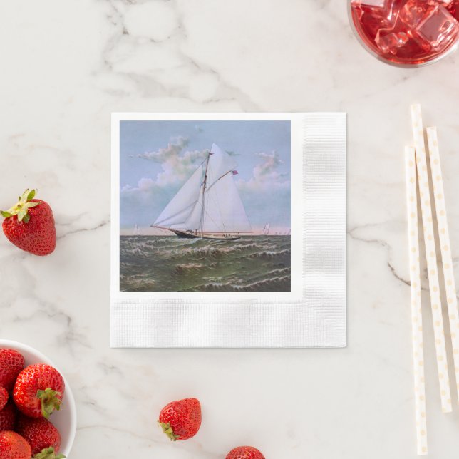 Antique Sailing Frakt Sloop Yacht Sailboat Ocean Pappersservett (Insitu)