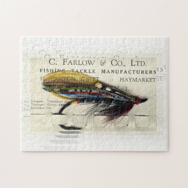 Antique Salmon Fly on Card Pussel (Horisontell)