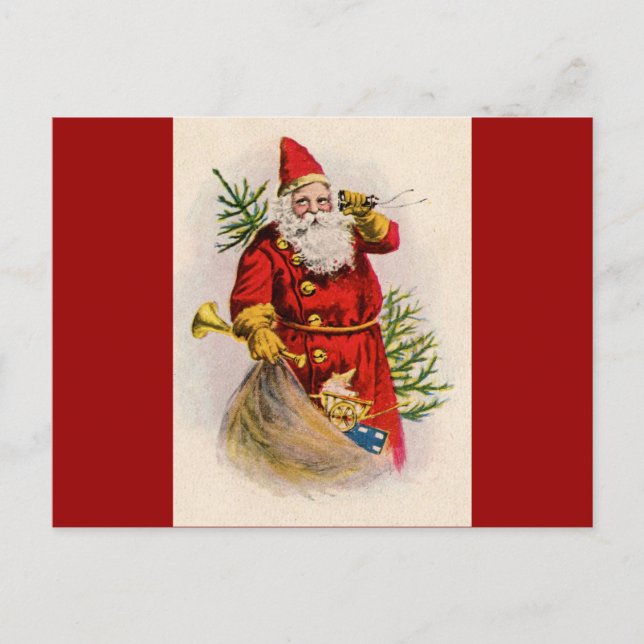 Antique Santa på mobila Helg Vykort (Framsida)