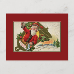 Antique Santa with pipe, God jul Helg Vykort