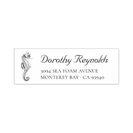 Antique Seahorse med Elegant Script Font. Självfärgande Stämpel