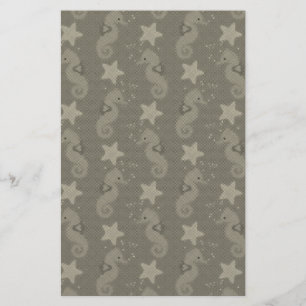 Antique Seahorse och Starfish Mönster Brevpapper