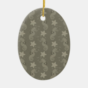 Antique Seahorse och Starfish Mönster Julgransprydnad Keramik