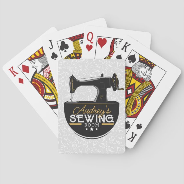 Antique Sewing Maskin ADD NAMN Seamstress Tailor Casinokort (Baksidan)