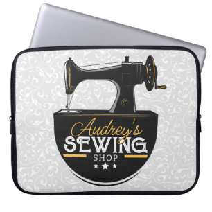 Antique Sewing Maskin ADD NAMN Seamstress Tailor Laptop Fodral