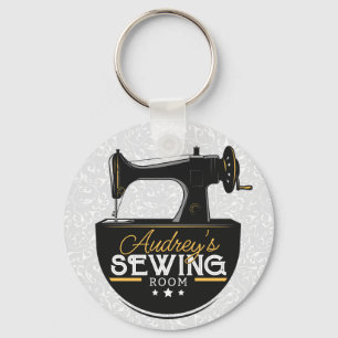 Antique Sewing Maskin ADD NAMN Seamstress Tailor Nyckelring
