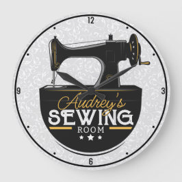 Antique Sewing Maskin ADD NAMN Seamstress Tailor Stor Klocka