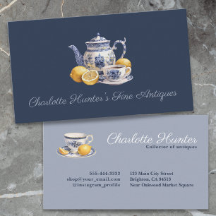 Antique shop Chinoiserie Blue tekanna citons Visitkort