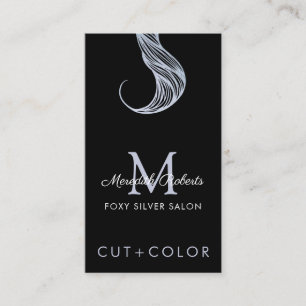 Antique Silver Black Monogram Hair Färg Stylist Visitkort