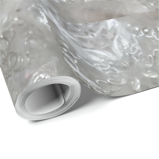 Antique Silver Grått Decorative Kaleidoscopic Presentpapper (Rullad Hörn)