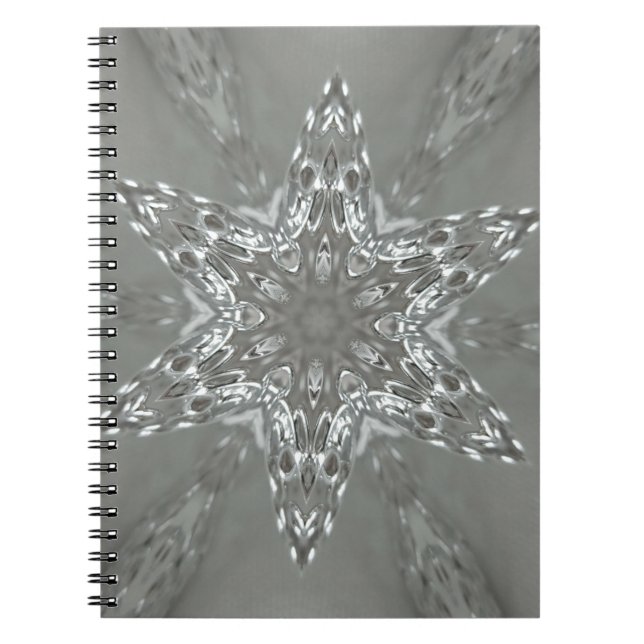 Antique Silver Grått Decorative Kaleidoscopic Star Anteckningsbok (Framsidan)