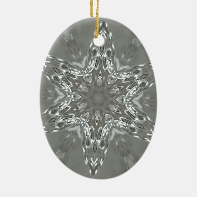 Antique Silver Grått Decorative Kaleidoscopic Star Julgransprydnad Keramik (Baksidan)