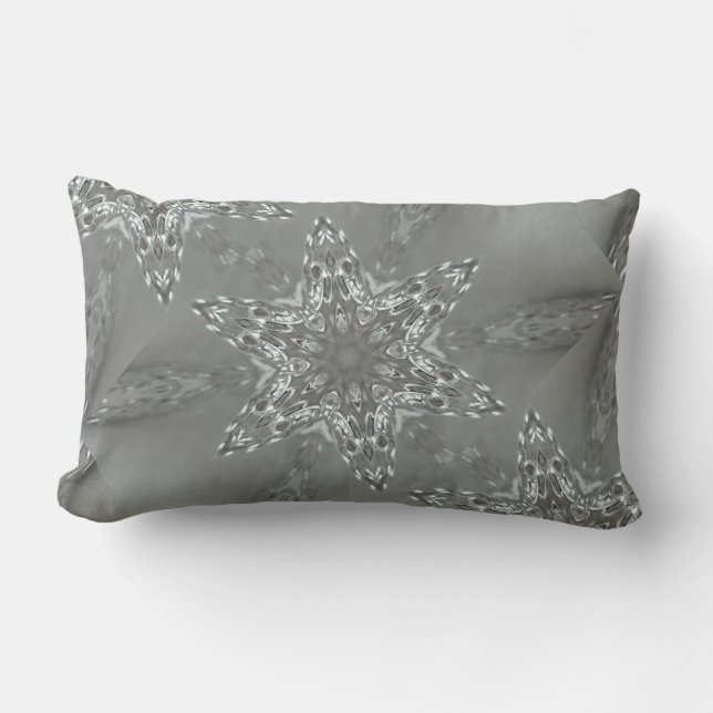 Antique Silver Grått Decorative Kaleidoscopic Star Lumbarkudde (Framsida)