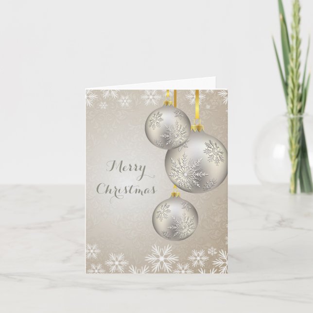 Antique Silver julprydnadsföremål God jul Helgkort (Framsida)