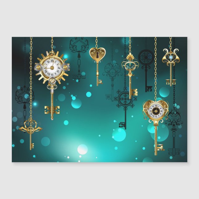 Antique Skeleton Nycklar on Grönt Background (Framsida)