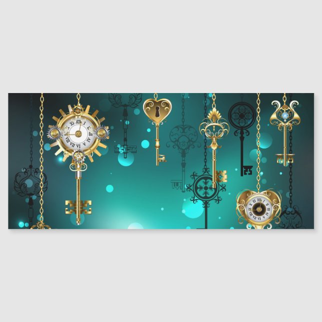 Antique Skeleton Nycklar on Grönt Background Magnetisk Inbjudningskort (Framsida)