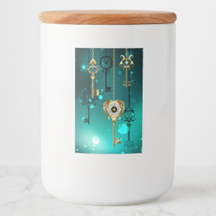 Antique Skeleton Nycklar on Grönt Background Mat Etikett