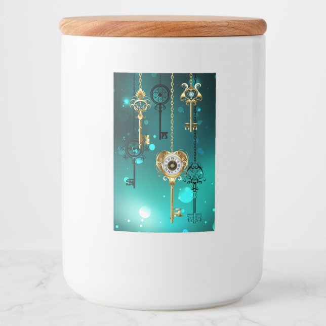 Antique Skeleton Nycklar on Grönt Background Mat Etikett (Framsida)