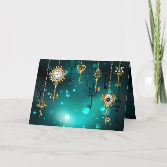 Antique Skeleton Nycklar on Grönt Background Program (Framsida)