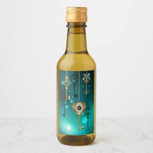 Antique Skeleton Nycklar on Grönt Background Vinetikett