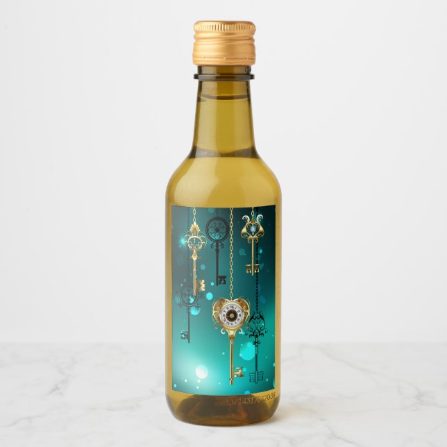 Antique Skeleton Nycklar on Grönt Background Vinetikett (Framsida)