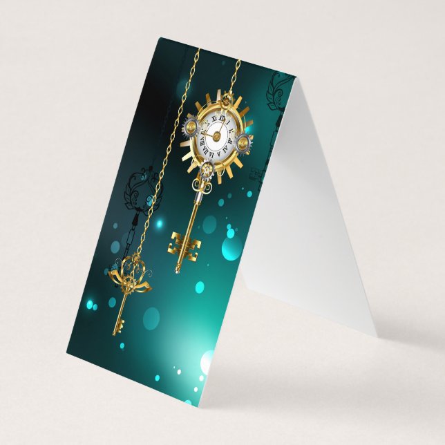 Antique Skeleton Nycklar on Grönt Background Visitkort (Baksida)