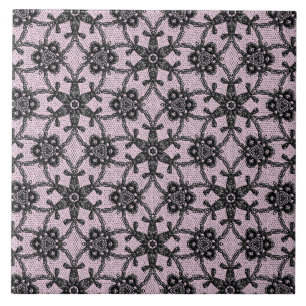 Antique snöre - Black and ice rosa Kakelplatta
